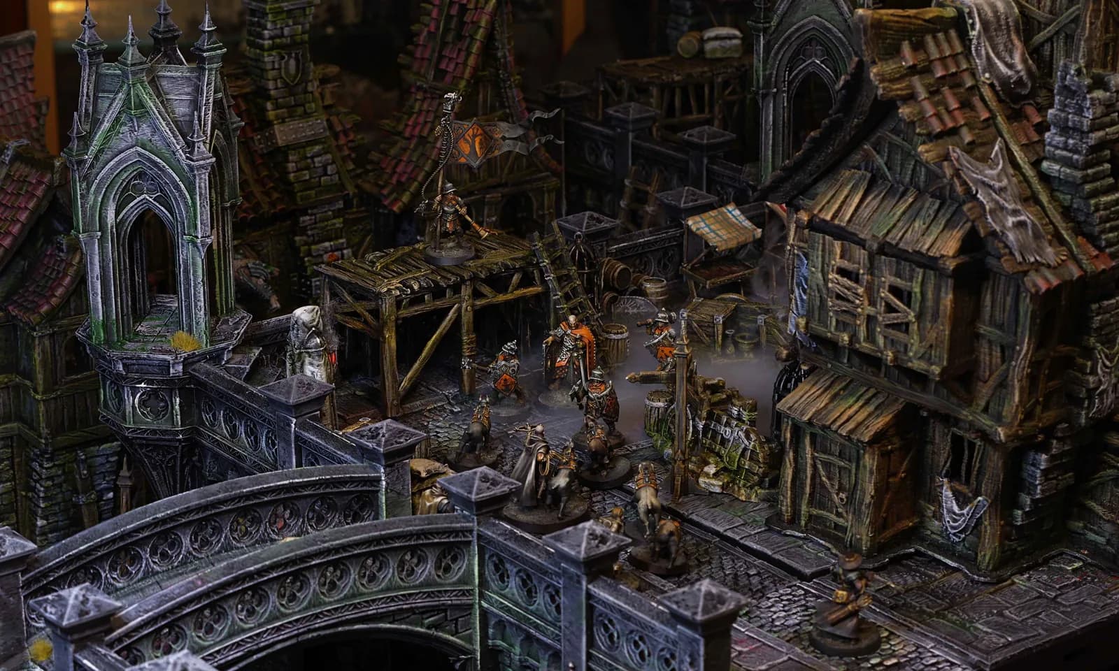 Table Mordheim complète en décors modulaires dark fantasy