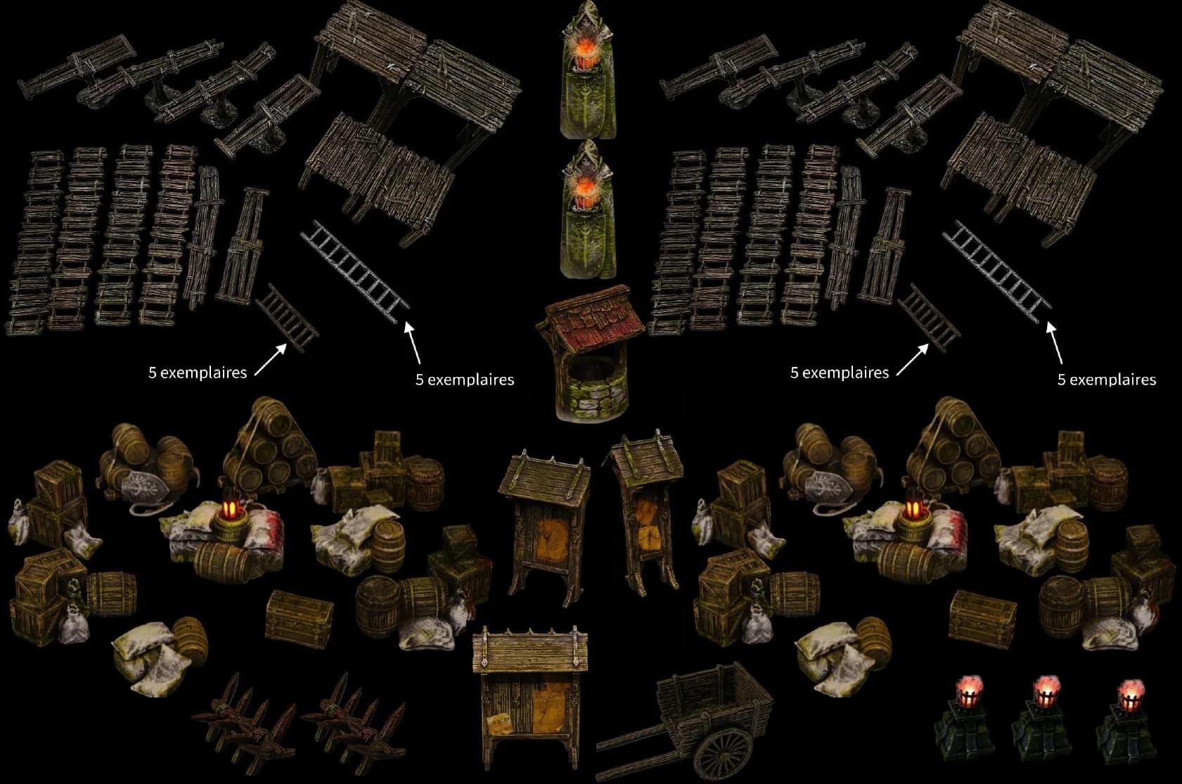 Fournitures de village – les 35 accessoires du lot réunis, Poil de Grim