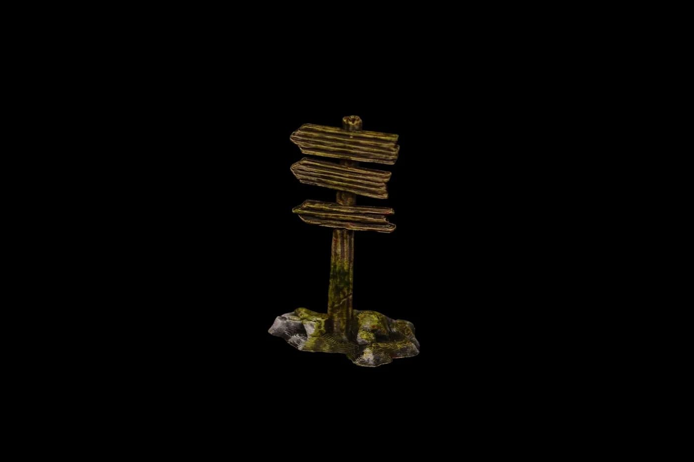Signalétique rudimentaire – décor imprimé en 3D par Poil de Grim