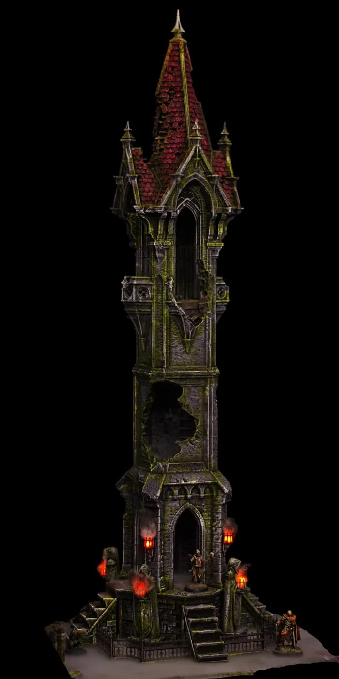 La tour désolée – décor imprimé en 3D par Poil de Grim