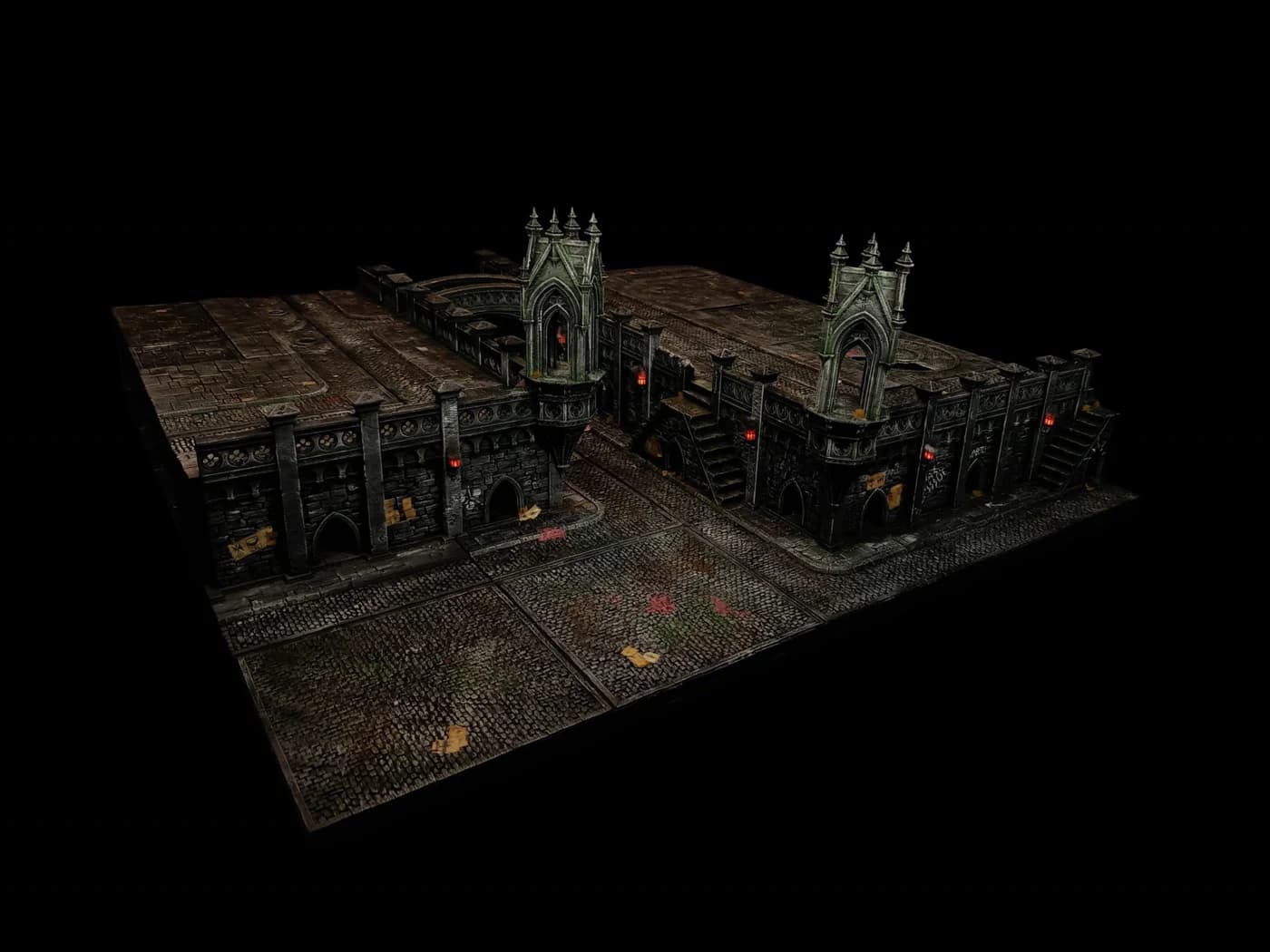 Mortval – table de jeu 90 x 90 cm assemblée, décor imprimé en 3D par Poil de Grim