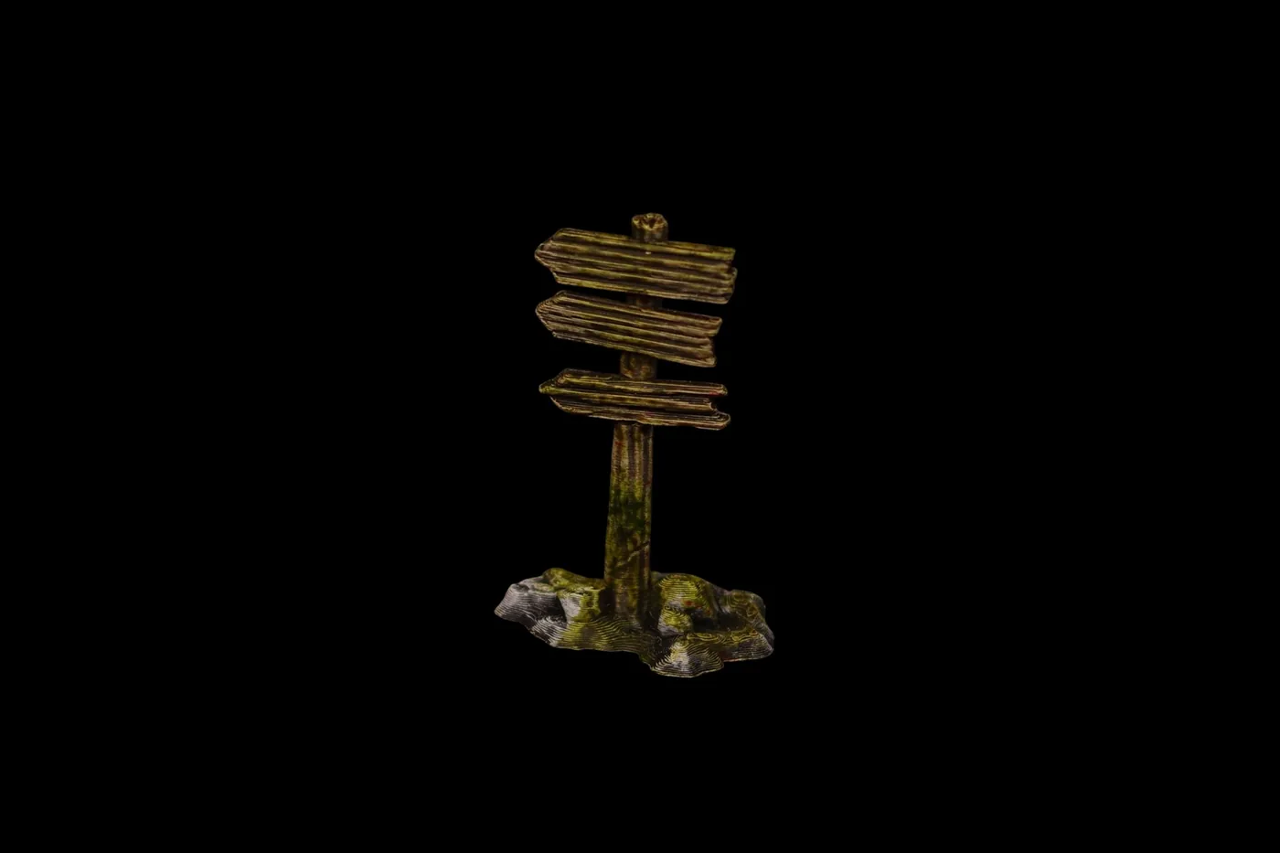 Signalétique rudimentaire – décor de table de jeu pour figurines imprimé en 3D par Poil de Grim