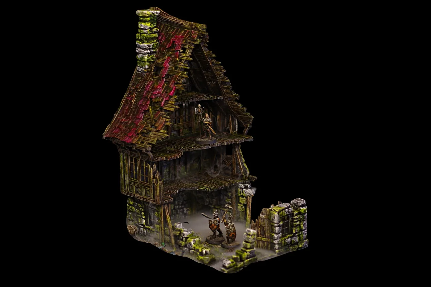 L’auberge des trois surins – décor de table de jeu pour figurines imprimé en 3D par Poil de Grim